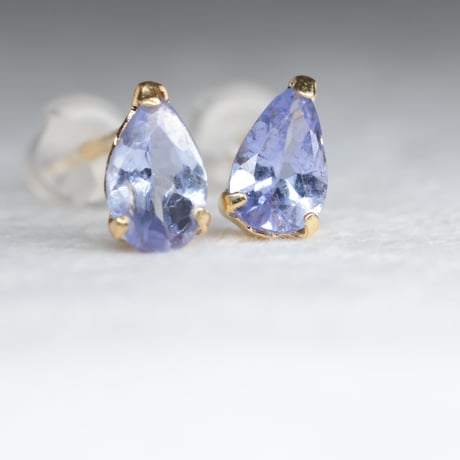 ［ピアス］K18 タンザナイト　3x5mm 0.4ct　18金