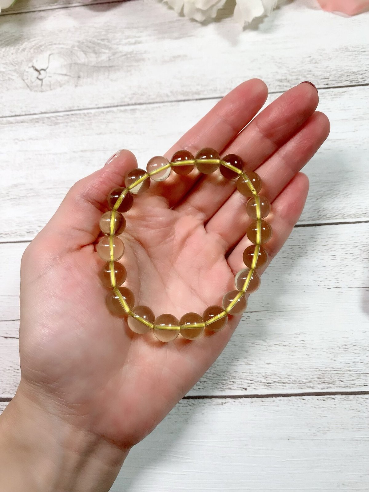 0108165   天然レモンクォーツ星月心ブレスレット16センチ 0108165 天然レモンクォーツ星月心ブレスレット16センチ