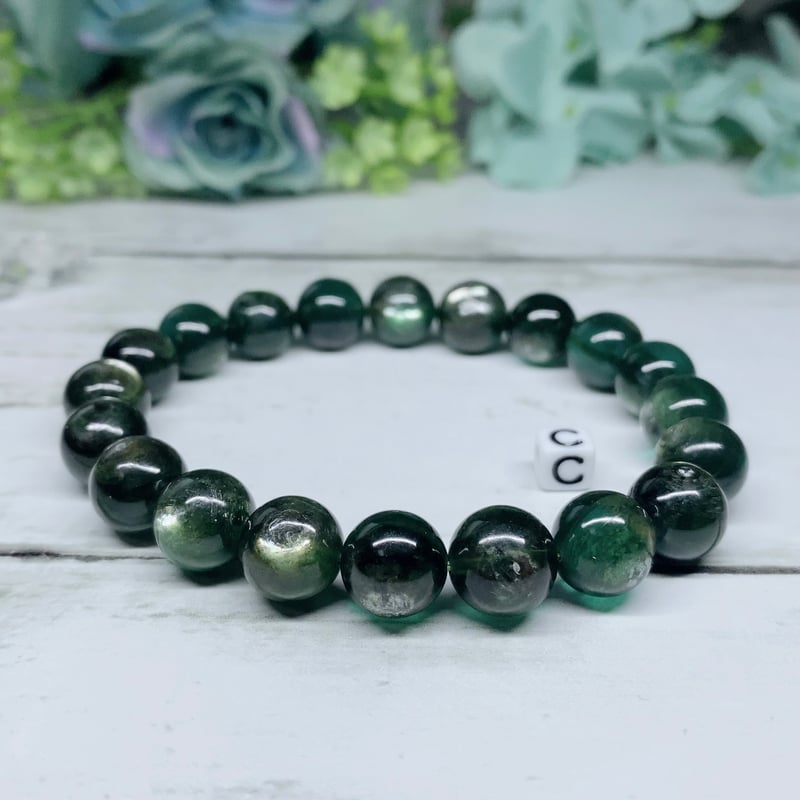 グリーンレピドライト ブレスレット マイカ 天然石 超美 浄化