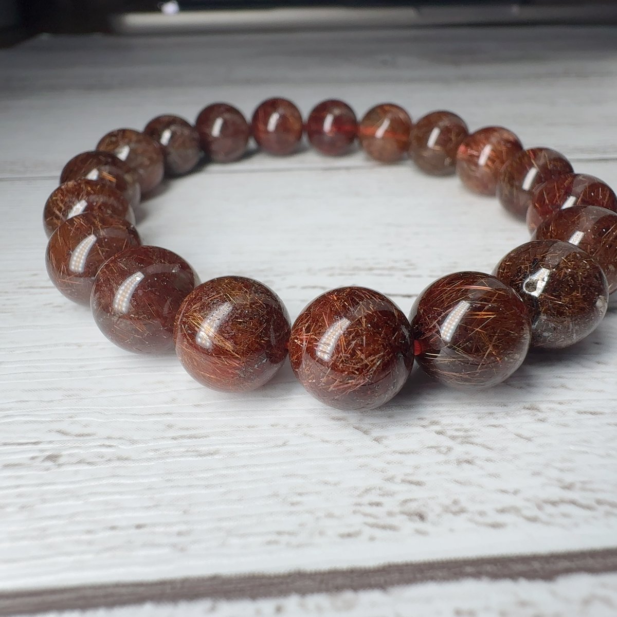 ブレスレット］レッドブロンズルチル5A 10.5mm内径17cm | pundarika