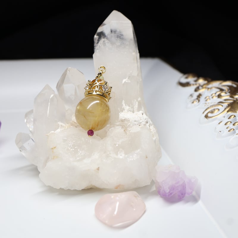 天然石ペン］稼ぐ自分を止められない 【自分時間も大切】王冠ルチル