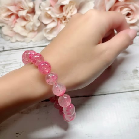 ［ブレスレット］【ファイナルグレード】愛の花を咲かせるロードナイトシリカ10.3mm内径17cm