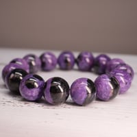 ［ブレスレット］ハイクォリティ ロシア産ブラックチャロアイト　〜紫黒の結界〜【迷いを断つ石】14mm