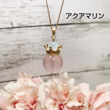 ［ペンダント」【人気の王冠シリーズ】k24gp 女王の薔薇 ─ スターローズクォーツ × 王冠 【オリジナルデザイン】