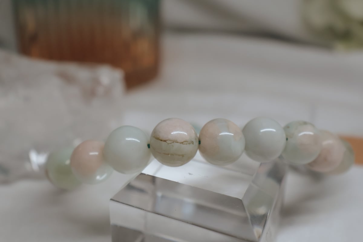 A無着色グリーン桜瑪瑙 9.5mm 内径17.5cm | pundarika