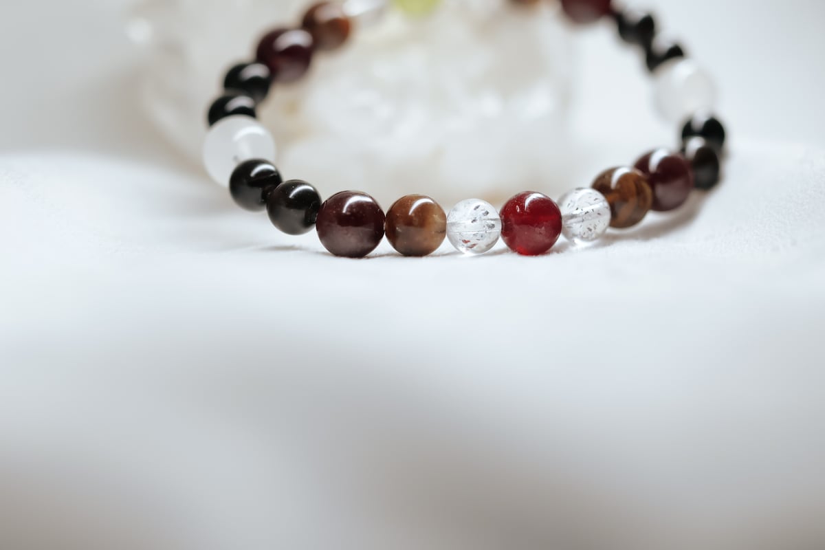 ブレスレット］ルビー ペリドット 国産みのおのころ水晶 | pundarika