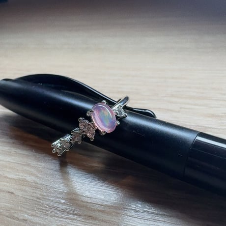 天然ピンクオパール フリーサイズリング