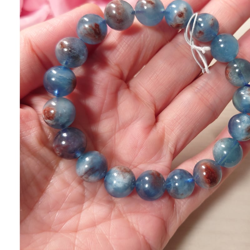 アクアマリン、薔薇　チョコラリマー　ブレスレット アクアマリン、薔薇 チョコラリマー ブレスレット