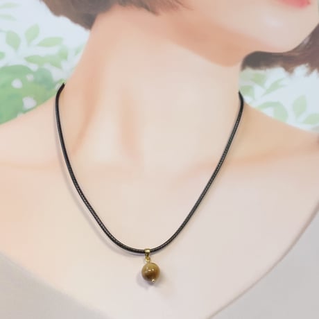 【再入荷】タイガーアイ焦しキャラメル10mm【k24gp】粒ペンダント　チョーカー付き