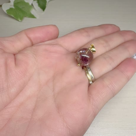 虹入り エンジェルフェザーカコクセナイト12.5mm～天使の羽が舞う神秘の紫水晶～【ファイナルグレード】【人気の1粒ペンダント】k24gp  45cmチェーン付き