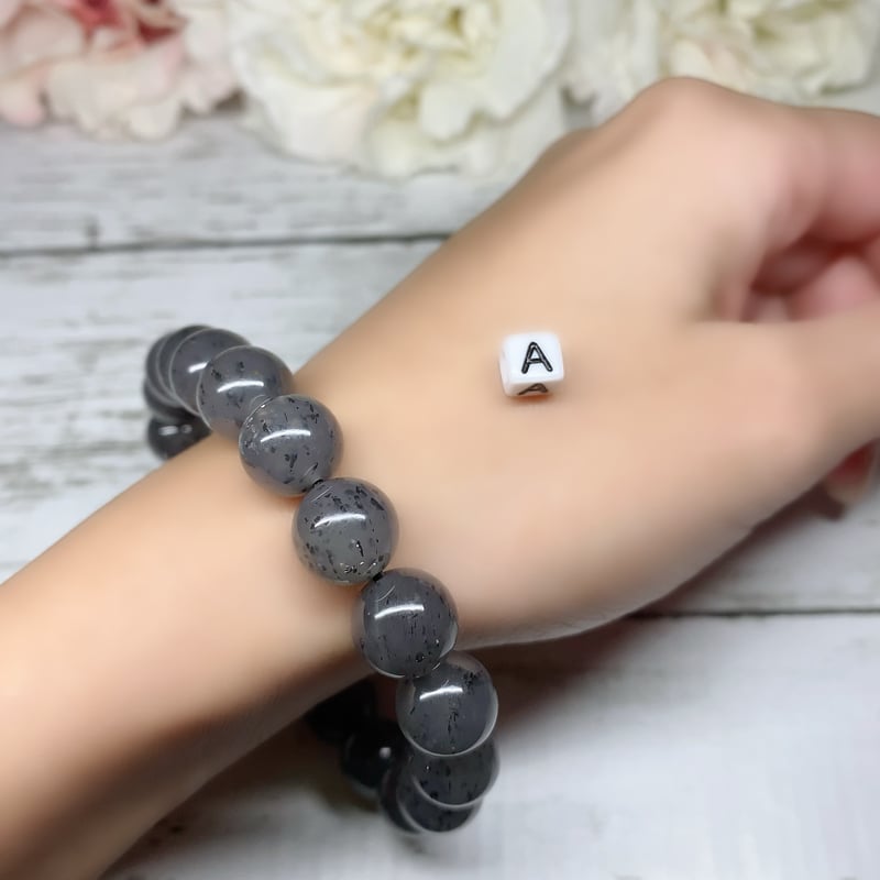 ☆ブラックアベンチュリンムーンストーン 11.5ミリ珠 ブレスレット(SA