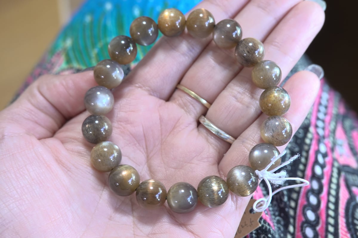 カルサイト 薔薇 ブラウンサンムーンストーン ブレスレット｜