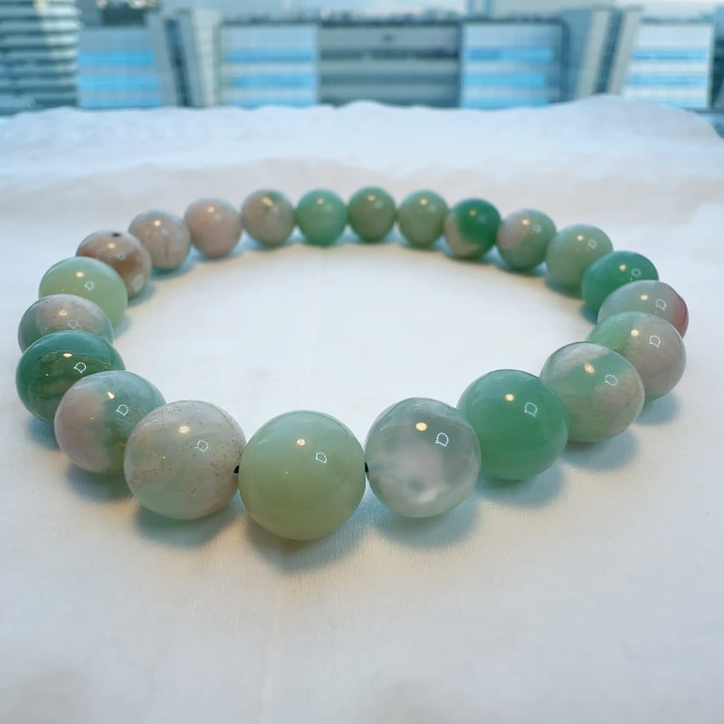 A無着色グリーン桜瑪瑙 9.5mm 内径17.5cm | pundarika A無着色グリーン桜瑪瑙 9.5mm 内径17.5cm | pundarika