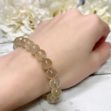 ［ブレスレット］【豊かさ・強化・直感】ゴールドルチルクォーツ 7〜9.8mm