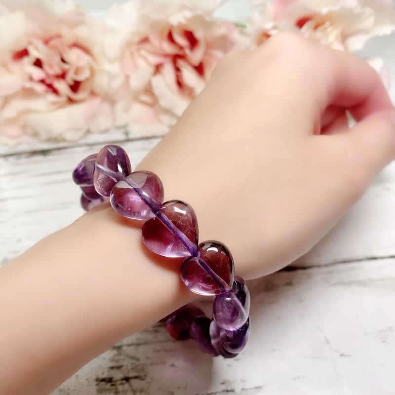 心の安らぎ ファントム入りラベンダーアメジストハート型 13.5×14mm