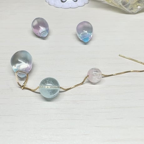 【不器用さんシリーズ】ふんわりティアドロップの付け替えピアス
