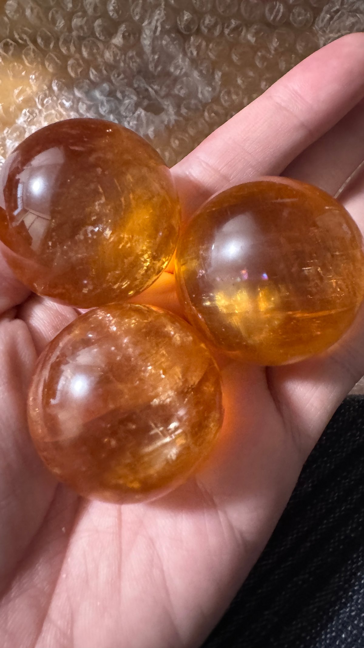 【本日限定】カルサイト　スフィア 高品質]オレンジカルサイト丸玉/スフィア（直径約52.2mm