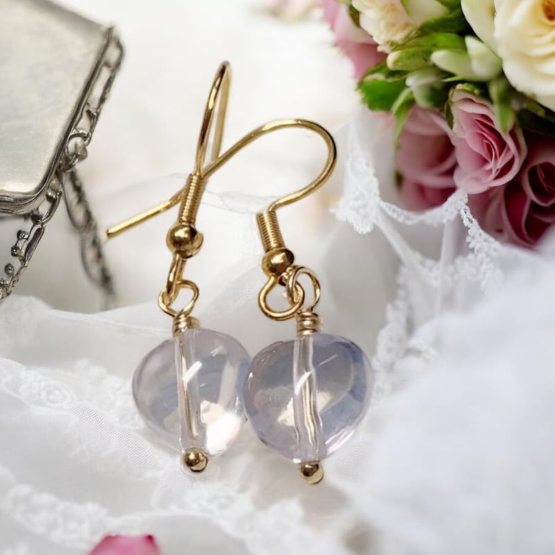 k24gp・k18gp永遠の愛を宿す ハート型スコロライト ピアス・ペンダント