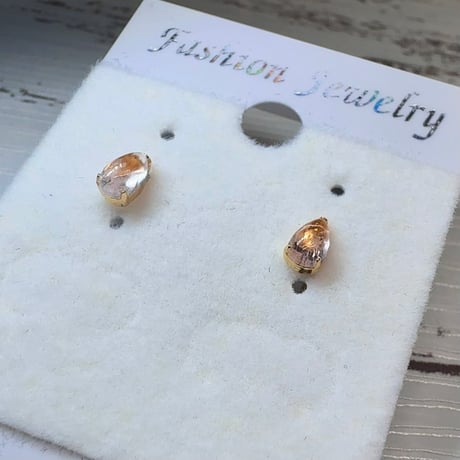 ［ピアス］k18イエローゴールド モルガナイト ティアドロップカボション0.4ct