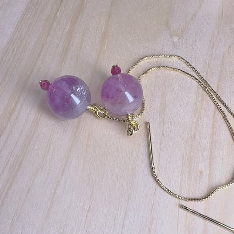 【ピアス】【ペンダント】ピンクアメジストスーパーセブン ルビー