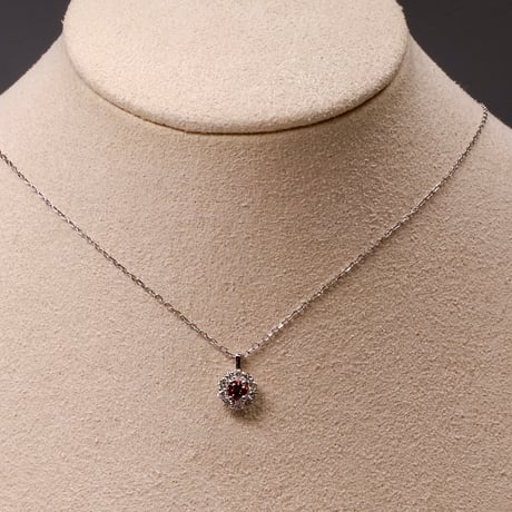 ［ペンダント］PT950 ピンクトルマリン&ダイヤモンド0.1ct【工房応援企画】