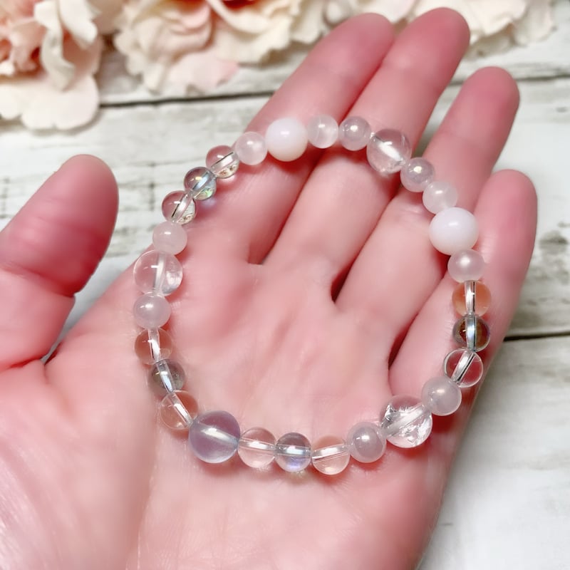 アクアマリン　ハート　トロレアイト　ブレスレット ronde アクアマリン＋トロレアイト＋グラフィックグラナイトの