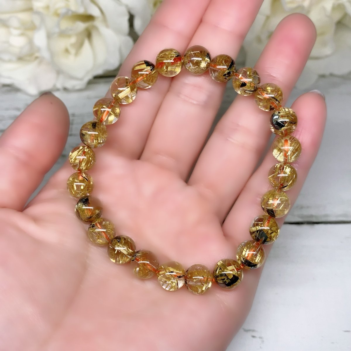 黄金の地盤 ヘマタイト入りゴールデンルチル 8mm 内径約16cm | pundarika