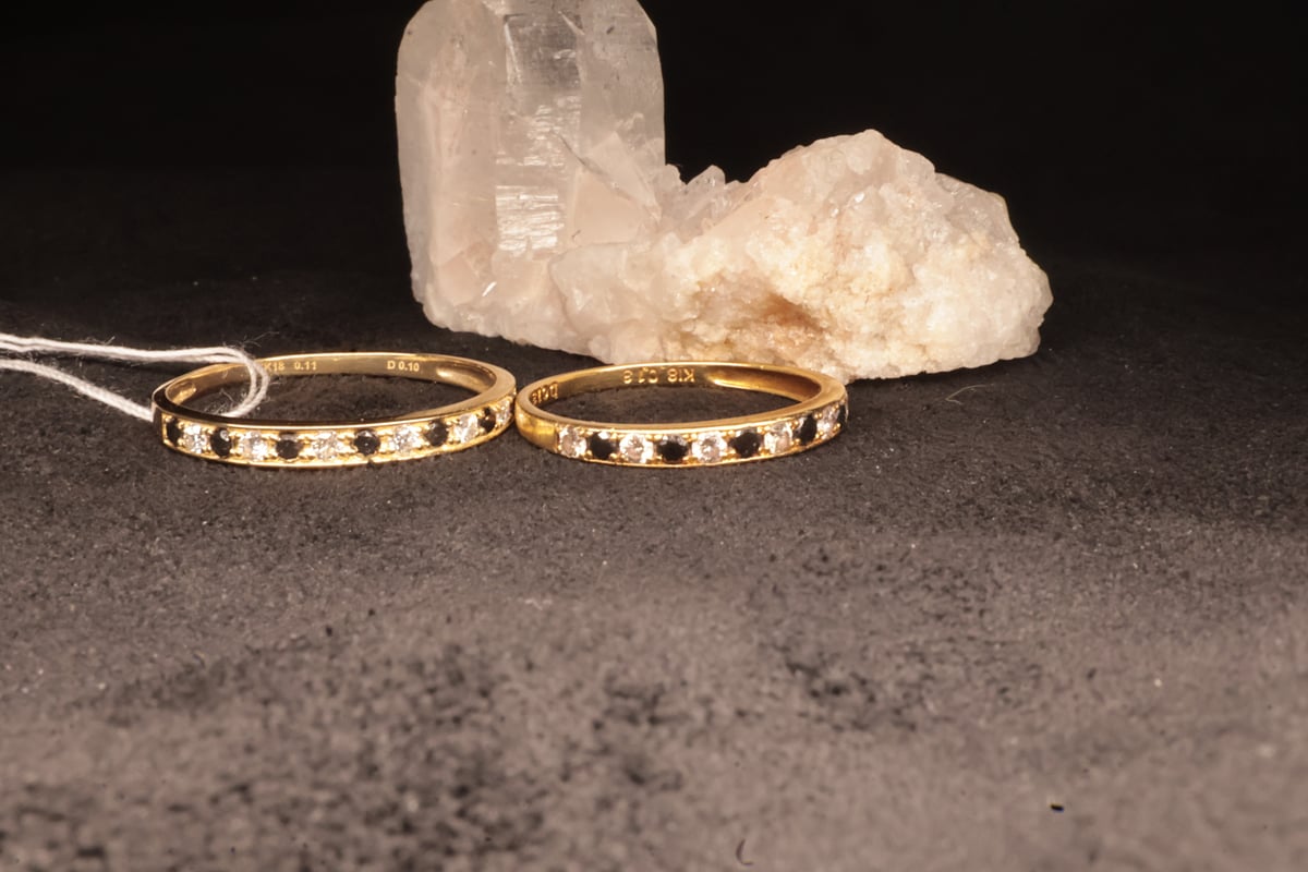 リング］【工房応援企画】K18 ブラック&ホワイトダイヤモンド コンビ