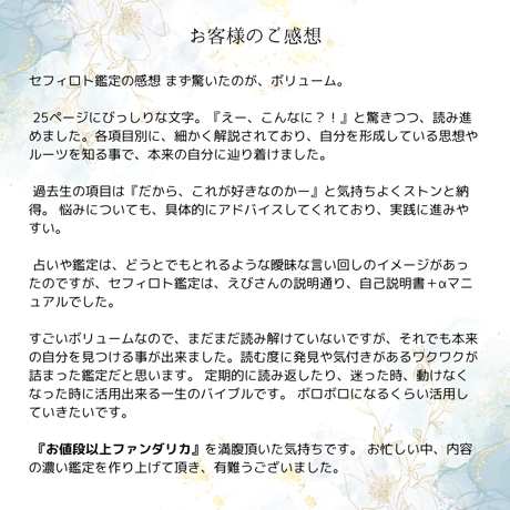 セフィロト設計図から割り出す鑑定書