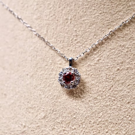 ［ペンダント］PT950 ピンクトルマリン&ダイヤモンド0.1ct【工房応援企画】