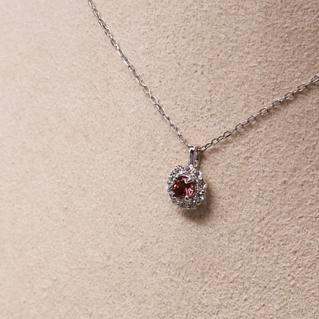 ［ペンダント］PT950 ピンクトルマリン&ダイヤモンド0.1ct【工房応援企画】