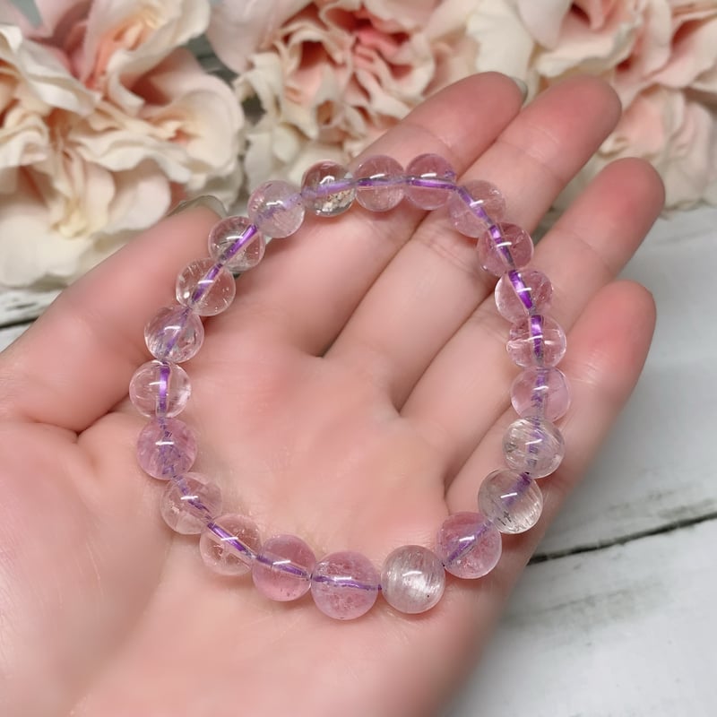 ブレスレット】感情の癒し クンツァイト 9mm 内径約16cm | pundarika