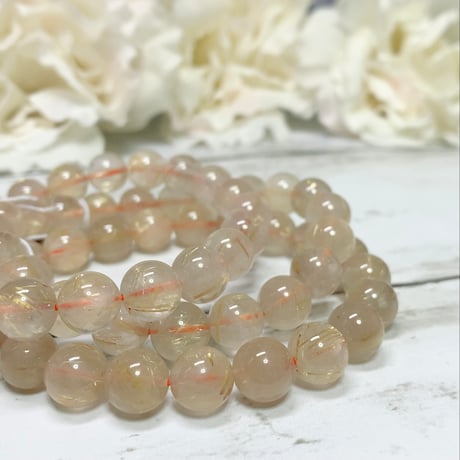 ［ブレスレット］【豊かさ・強化・直感】ゴールドルチルクォーツ 7〜9.8mm