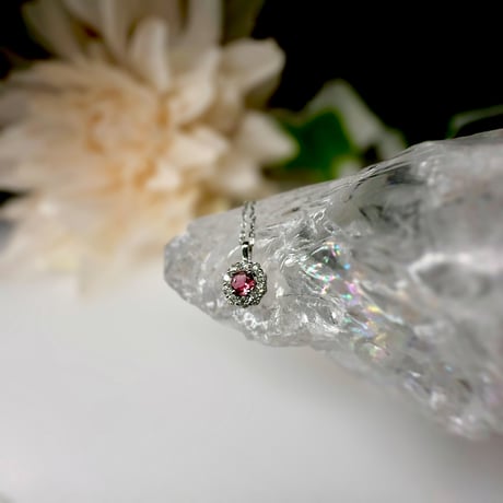 ［ペンダント］PT950 ピンクトルマリン&ダイヤモンド0.1ct【工房応援企画】