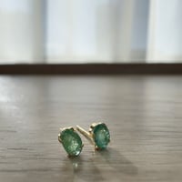 ［ピアス］K18YG 18金　エメラルド 0.4ct オーバル3×5