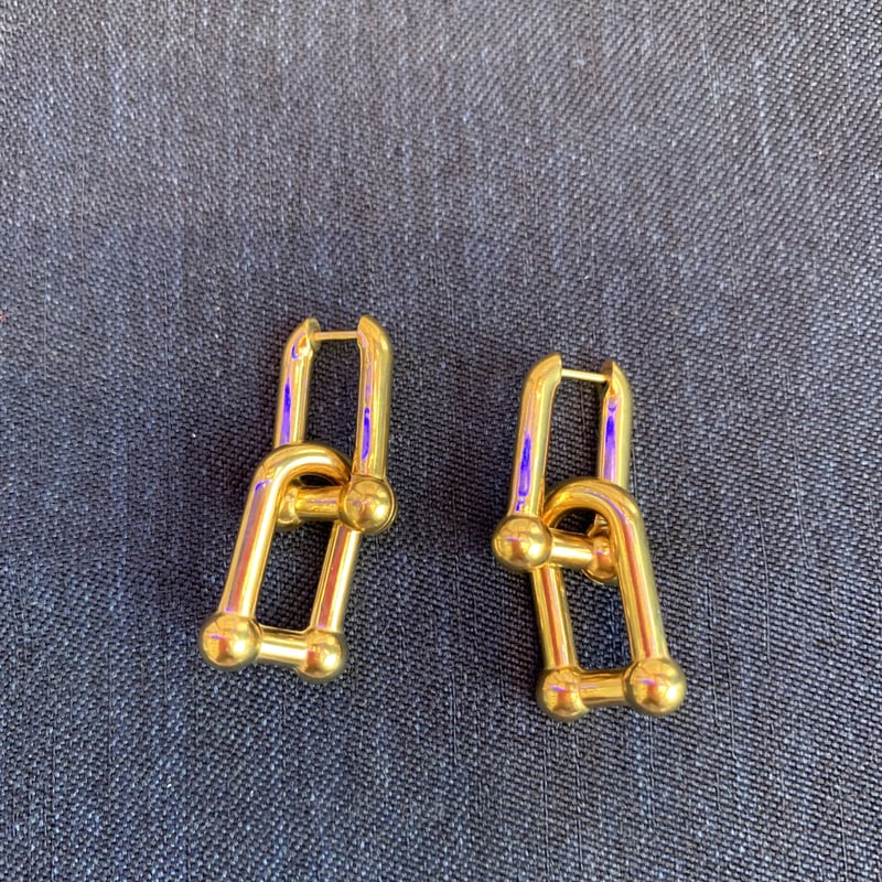 2Way ゴールド リンクピアス | JOEL Closet