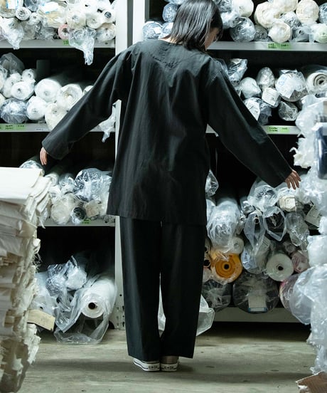 《パジャマ》タイプライタークロス　パンツ（スミクロ／サイズ0）〈 premium sleepwear 〉