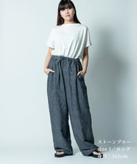 【 ORIYATO 】バンブーリネンドロストパンツ ( ストーンブルー )