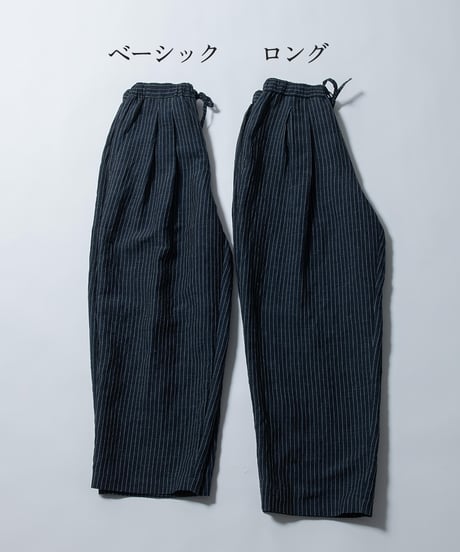 【 ORIYATO 】バンブーリネンドロストパンツ ( ネイビーストライプ )