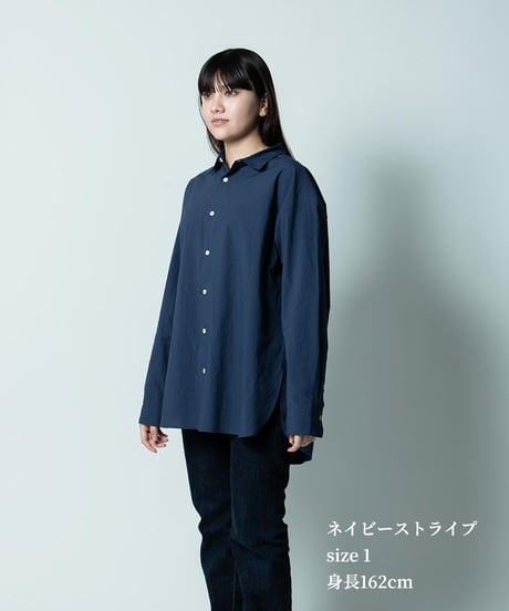 【ORIYATO】オーバーシャツ（ネイビーストライプ）