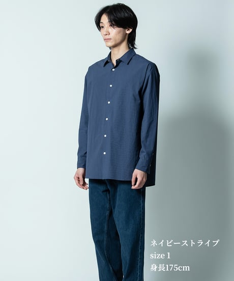 【ORIYATO】オーバーシャツ（ネイビーストライプ）