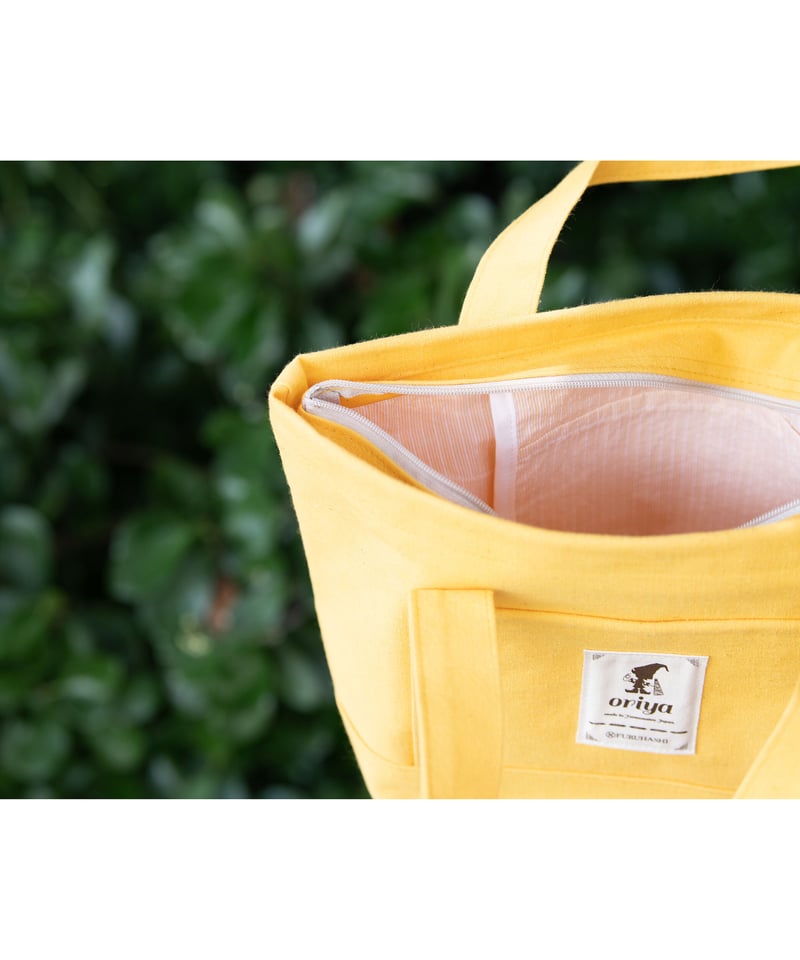 バッグ》oriya 先染めボタニカル・トートバッグ（小）甘夏 | 古橋織布
