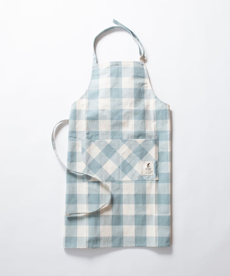 エプロン》oriya 先染めボタニカル・エプロン（ロング）ゴボウチェック