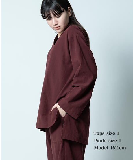 《 パジャマ 》タイプライタークロス プルオーバー ( ラムレーズン )〈 premium sleepwear 〉