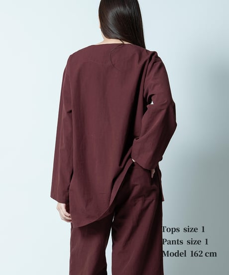 《 パジャマ 》タイプライタークロス プルオーバー ( ラムレーズン )〈 premium sleepwear 〉
