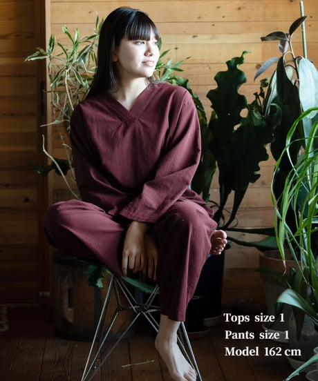 《 パジャマ 》タイプライタークロス プルオーバー ( ラムレーズン )〈 premium sleepwear 〉