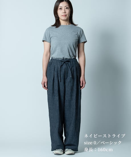 【 ORIYATO 】バンブーリネンドロストパンツ ( ストーンブルー )