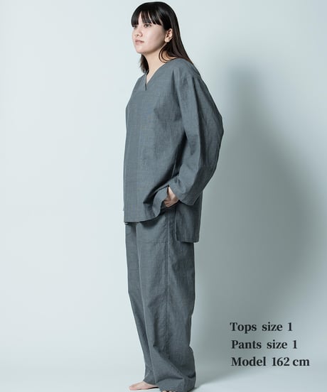 《パジャマ》 ボタニカルコードレーン　パンツ（タチアオイ）〈 premium sleepwear 〉