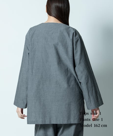 《パジャマ》ボタニカルコードレーン Vネック ( タチアオイ )〈 premium sleepwear 〉