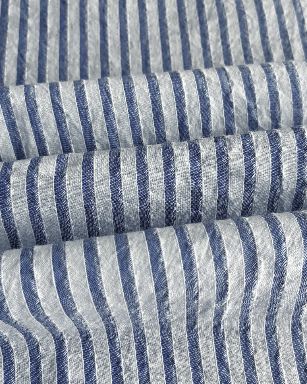生地》綿100％空き羽コードレーン(ブルーストライプ) ○ F-2106